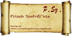 Pitsch Szofrónia névjegykártya